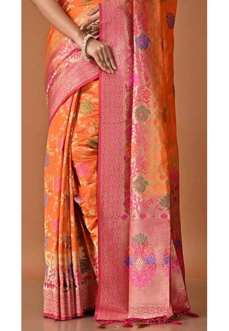 Orange Color Semi Katan Silk Saree (She Saree 1647)