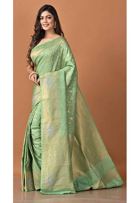 Pastel Green Color Designer Khaddi Silk Saree (She Saree 1673)