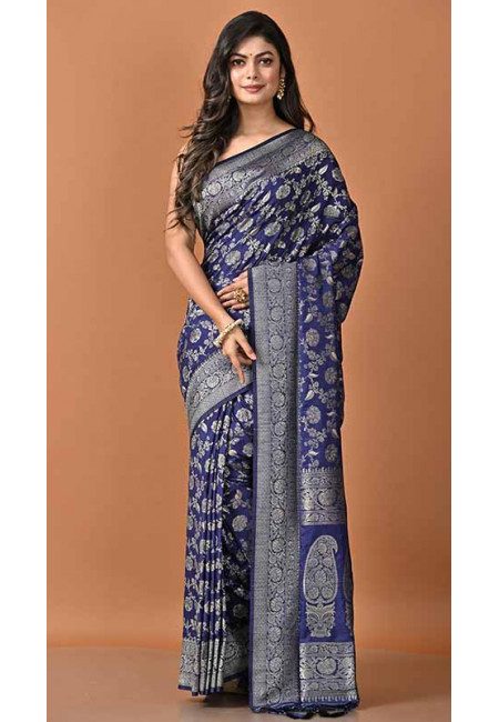 Navy Blue Color Soft Manipuri Silk Saree (She Saree 1676)