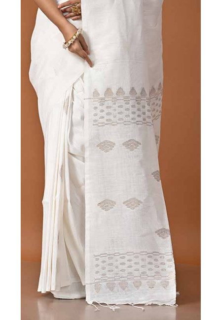 Off White Color Organic Linen Cotton Saree (She Saree 1681)