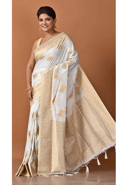 Off White Color Soft Manipuri Silk Saree (She Saree 1689)