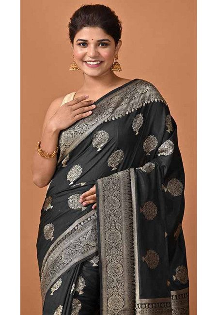 Black Color Soft Manipuri Silk Saree (She Saree 1691)