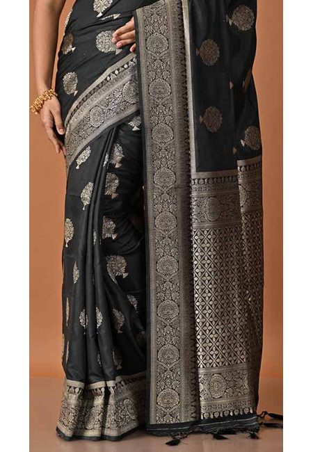 Black Color Soft Manipuri Silk Saree (She Saree 1691)