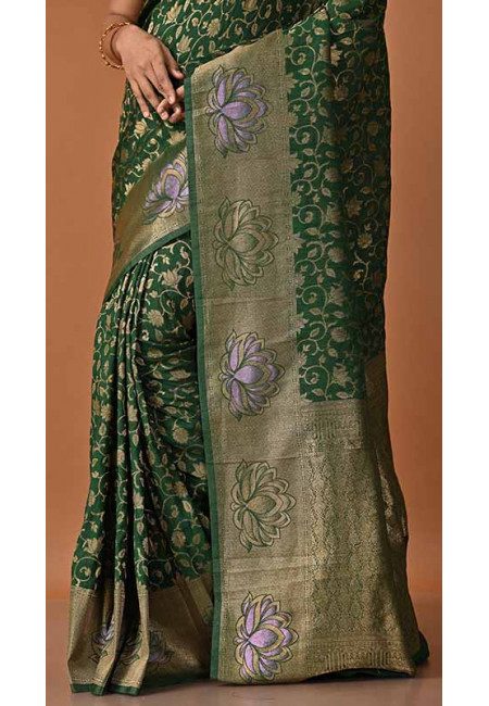 Bottle Green Color Designer Khaddi Silk Saree (She Saree 1704)