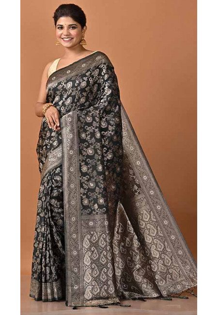 Black Color Soft Manipuri Silk Saree (She Saree 1709)