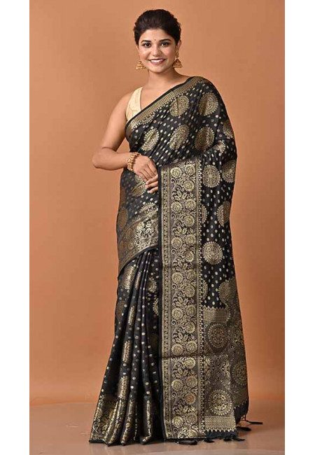 Black Color Semi Katan Silk Saree (She Saree 1719)