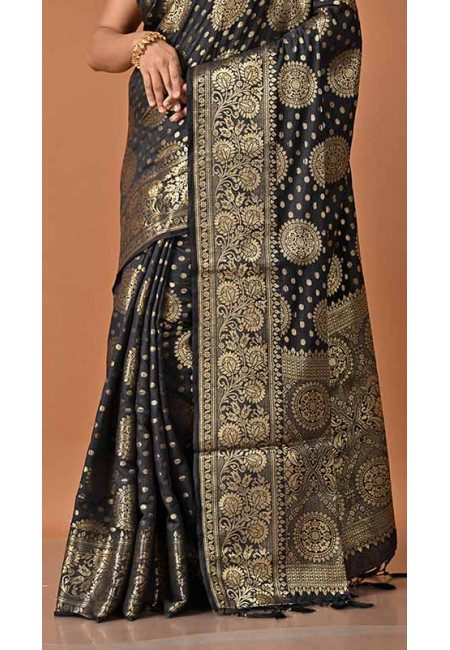 Black Color Semi Katan Silk Saree (She Saree 1719)