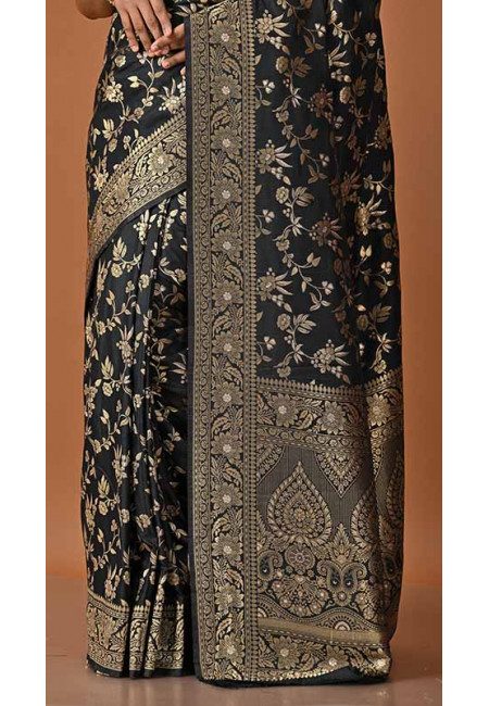 Black Color Semi Katan Silk Saree (She Saree 1737)