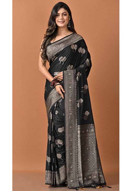 Black Color Soft Manipuri Silk Saree (She Saree 1782)