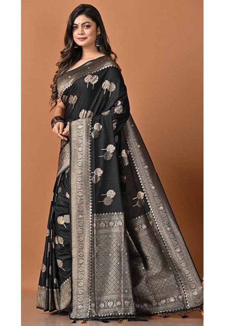 Black Color Soft Manipuri Silk Saree (She Saree 1782)