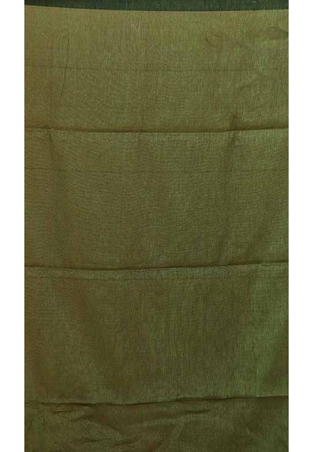 Deep Green Color Organic Linen Cotton Saree (She Saree 1785)