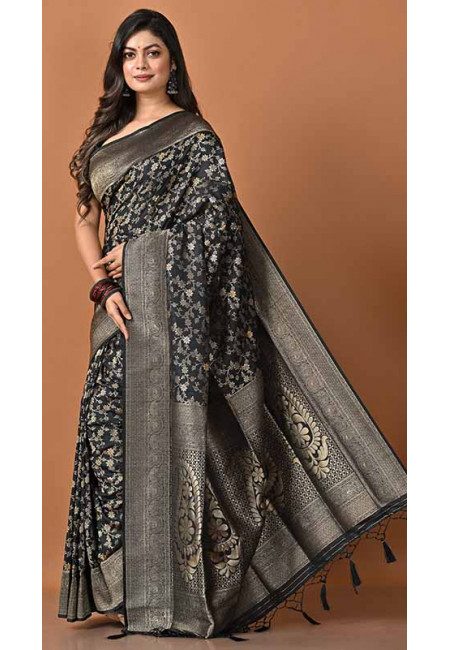 Black Color Soft Manipuri Silk Saree (She Saree 1786)
