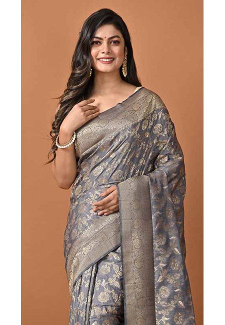 Grey Color Soft Manipuri Silk Saree (She Saree 1792)