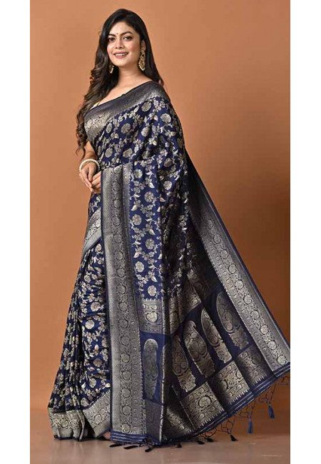Navy Blue Color Soft Manipuri Silk Saree (She Saree 1794)