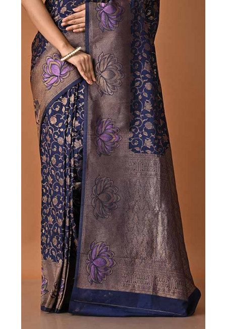 Navy Blue Color Designer Khaddi Silk Saree (She Saree 1800)
