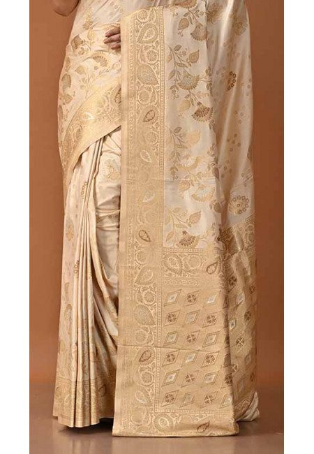 Off White Color Semi Katan Silk Saree (She Saree 1803)