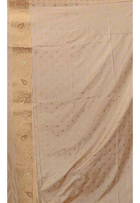 Off White Color Semi Katan Silk Saree (She Saree 1803)