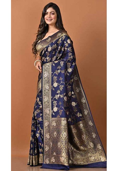 Navy Blue Color Soft Manipuri Silk Saree (She Saree 1805)