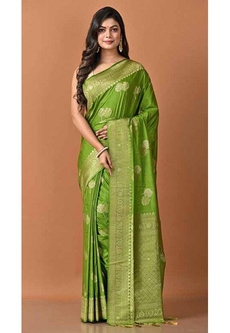 Green Color Soft Manipuri Silk Saree (She Saree 1808)