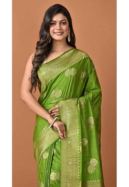 Green Color Soft Manipuri Silk Saree (She Saree 1808)
