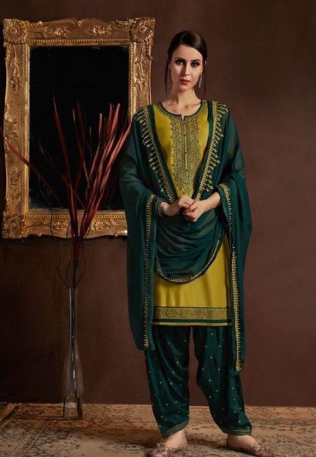 Olive Green Designer Salwar Patiala Set (She Salwar 513)