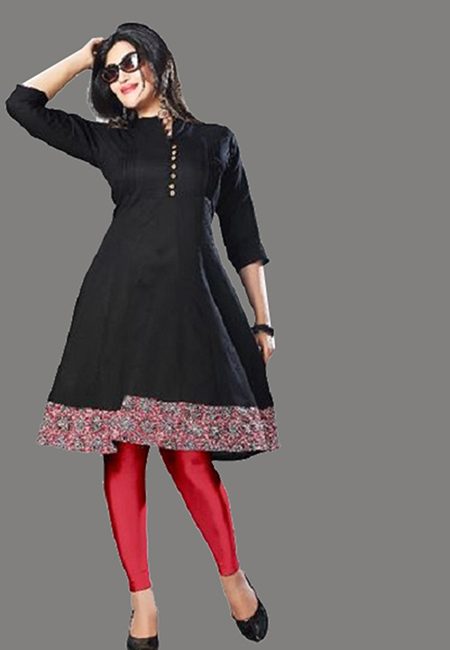 Black Color Handloom Anarkali Kurti (She Kurti 575)