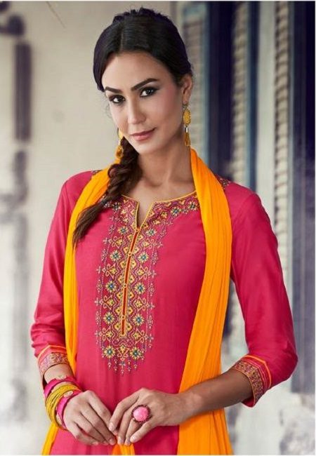 Hot Pink Color Designer Salwar Patiala Set (She Salwar 504)