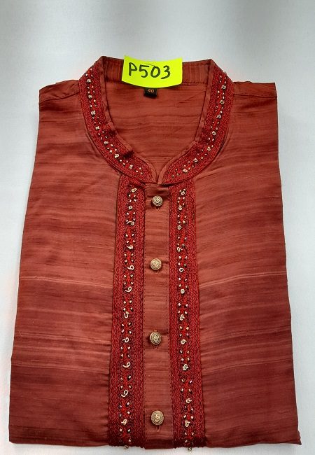 Maroon Regular Fit Silk Punjabi (She Boutique Punjabi 503)