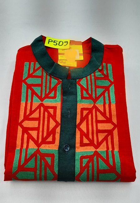 Red Color Printed Regular Fit Cotton Punjabi (She Boutique Punjabi 509)