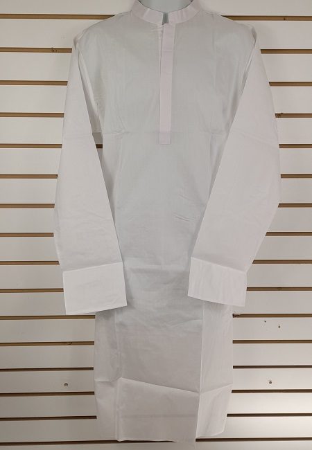 White Color Plain Regular Fit Cotton Punjabi (She Boutique Punjabi 510)
