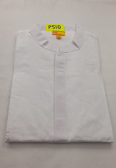 White Color Plain Regular Fit Cotton Punjabi (She Boutique Punjabi 510)