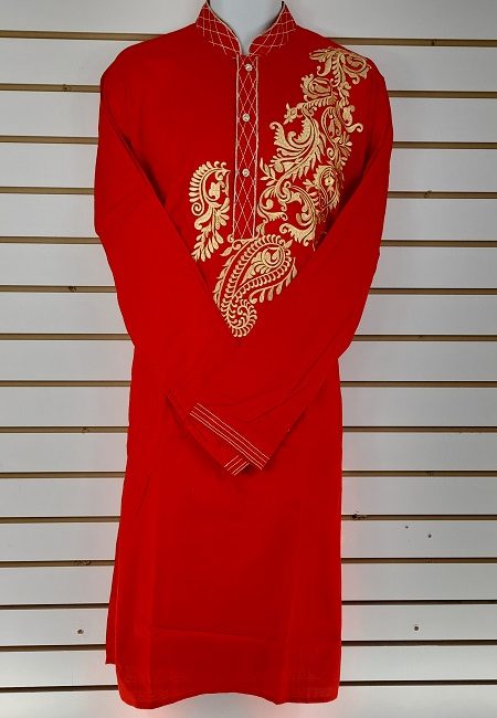 Red Color Embroidery Regular Fit Cotton Punjabi (She Boutique Punjabi 514)
