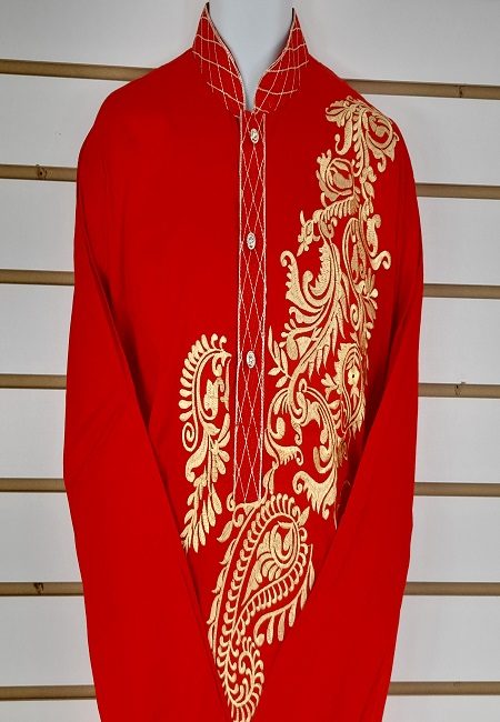 Red Color Embroidery Regular Fit Cotton Punjabi (She Boutique Punjabi 514)