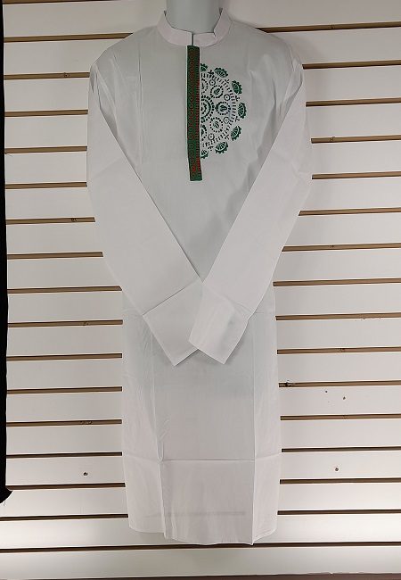 White Color Printed Regular Fit Cotton Punjabi (She Boutique Punjabi 521)