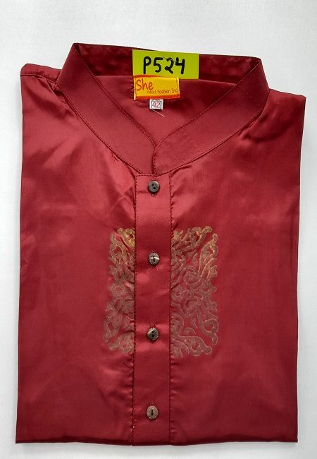 Maroon Color Printed Regular Fit Silk Punjabi (She Boutique Punjabi 524)