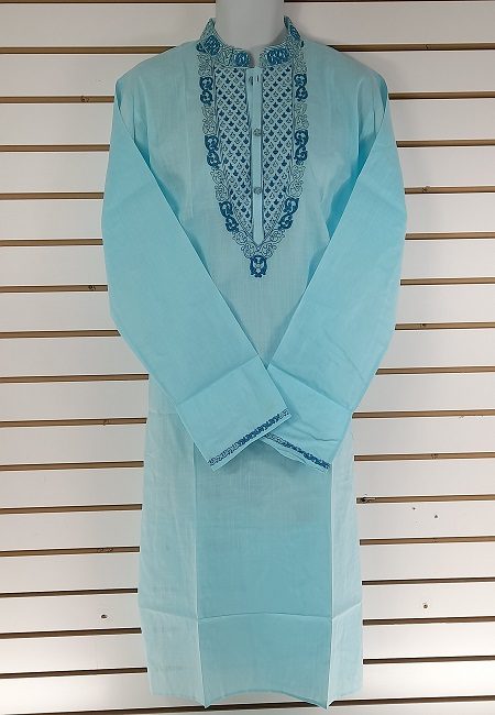 Sky Blue Embroidery Regular Fit Cotton Punjabi (She Boutique Punjabi 525)