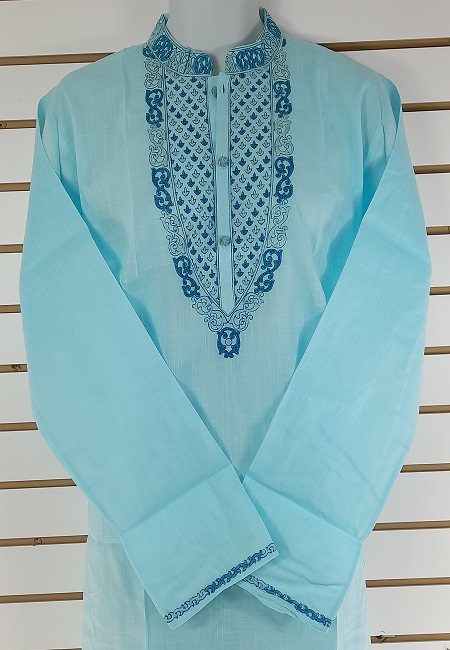 Sky Blue Embroidery Regular Fit Cotton Punjabi (She Boutique Punjabi 525)