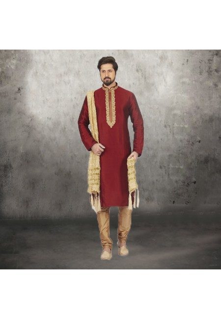 Maroon Color Banarasi Silk Punjabi Set (She SIlk Punjabi 538)