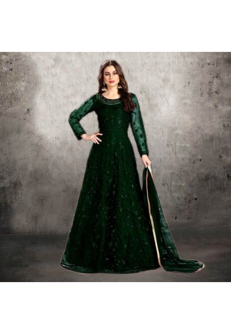 Bottle Green Color Designer Floor Touch Salwar Suit (She Salwar 541)