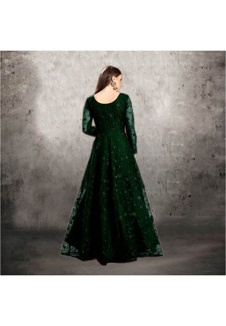 Bottle Green Color Designer Floor Touch Salwar Suit (She Salwar 541)