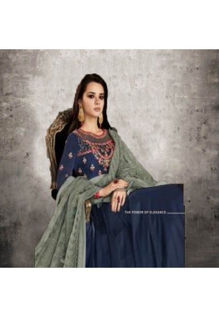 Navy Blue Color Designer Floor Touch Salwar Suit (She Salwar 549)
