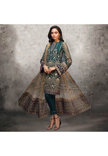 Bottle Green Color Embroidery Salwar Suit (She Salwar 536)