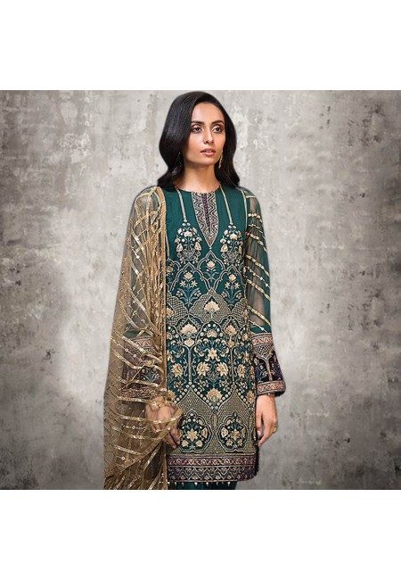 Bottle Green Color Embroidery Salwar Suit (She Salwar 536)