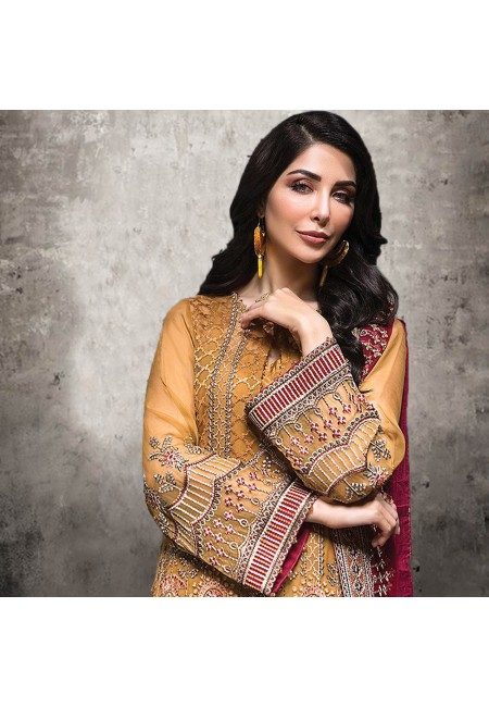 Mustard Color Embroidery Salwar Suit (She Salwar 538)