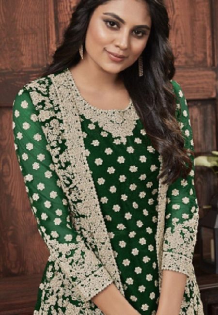 Bottle Green Color Embroidery Salwar Kameez (She Salwar 589)