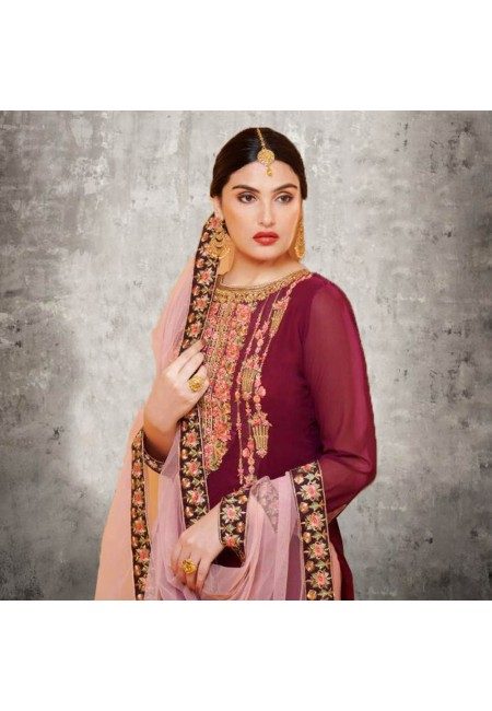 Deep Magenta Color Designer Sharara Salwar Suit (She Salwar 582)