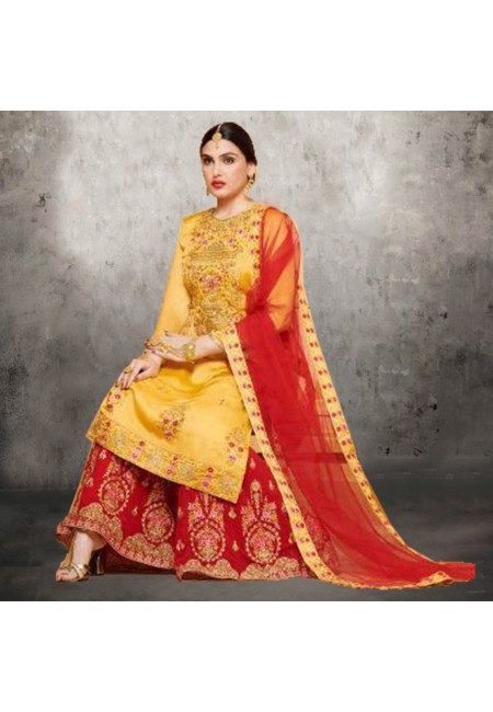 Golden Yellow Color Designer Sharara Salwar Suit (She Salwar 583)