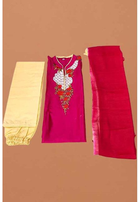 Fuchsia Pink Color Embroidery Linen Salwar Suit (She Salwar 617)