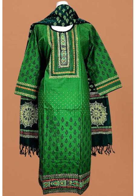 Green Color Embroidery Cotton Salwar Suit (She Salwar 619)