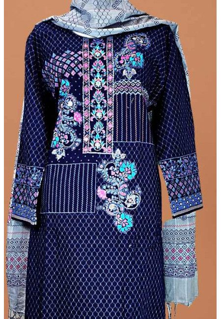Navy Blue Color Embroidery Cotton Salwar Suit (She Salwar 620)